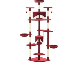 vidaXL - Kattenkrabpaal - met - sisal - krabpalen - 203 - cm - rood - en - wit
