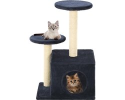 vidaXL - Kattenkrabpaal - met - sisal - krabpalen - 60 - cm - donkerblauw