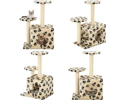 vidaXL - Kattenkrabpaal - met - sisal - krabpalen - 60 - cm - pootafdrukken - beige