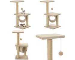 vidaXL Kattenkrabpaal met sisal krabpalen 65 cm beige - Kattenmeubel - Kattenmeubels - Kattenmeubelen - Kattenmeubilair