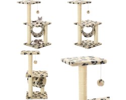 vidaXL Kattenkrabpaal met sisal krabpalen 65 cm pootafdrukken beige - Kattenmeubel - Kattenmeubels - Kattenmeubelen - Kattenmeubilair