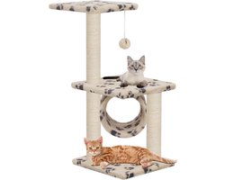 vidaXL - Kattenkrabpaal - met - sisal - krabpalen - 65 - cm - pootafdrukken - beige