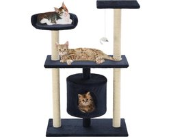 vidaXL - Kattenkrabpaal - met - sisal - krabpalen - 95 - cm - donkerblauw