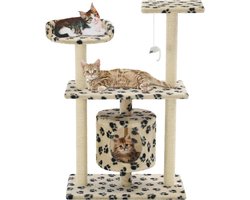 vidaXL - Kattenkrabpaal - met - sisal - krabpalen - 95 - cm - pootafdrukken - beige