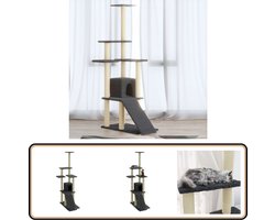 vidaXL Kattenmeubel 155 cm donkergrijs met krabpalen Kattenmeubel - Krabpaal - Kattenboom - Kattenspullen - Katvriendelijk