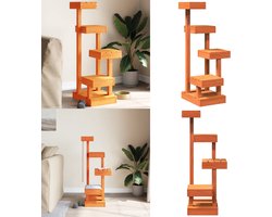 vidaXL Kattenmeubel 45,5x49x103 cm massief grenenhout wasbruin - Kattenmeubel - Kattenmeubels - Kattentoren - Kattenkrabpaal