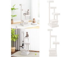 vidaXL Kattenmeubel 45,5x49x103 cm massief grenenhout wit - Kattenmeubel - Kattenmeubels - Kattentoren - Kattenkrabpaal