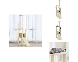 vidaXL Kattenmeubel - Kattenmeubelen - Krabpaal - Krab Paal - Kattenmeubel met sisal krabpalen 155 cm crèmekleurig