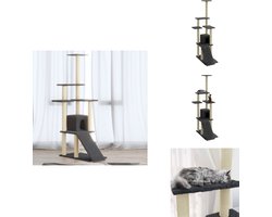 vidaXL Kattenmeubel - Kattenmeubelen - Krabpaal - Krab Paal - Kattenmeubel met sisal krabpalen 155 cm donkergrijs