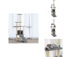 vidaXL Kattenmeubel - Kattenmeubelen - Krabpaal - Krab Paal - Kattenmeubel met sisal krabpalen 155 cm lichtgrijs