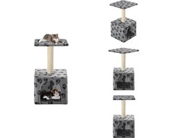 vidaXL Kattenmeubel - Kattenmeubels - Kattenmeubelen - Kattenmeubilair - Kattenkrabpaal met sisal krabpaal 55 cm pootafdrukken grijs