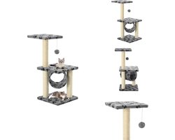 vidaXL Kattenmeubel - Kattenmeubels - Kattenmeubelen - Kattenmeubilair - Kattenkrabpaal met sisal krabpalen 65 cm pootafdrukken grijs