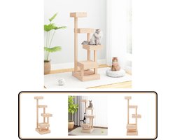 vidaXL Kattenmeubel - Massief Grenenhout - 45,5x49x103 cm Kattenmeubel - Krabpaal - Kattentoren - Kattenplank - Kattenspullen