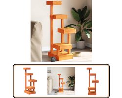 vidaXL Kattenmeubel - Massief Grenenhout - Wasbruin Kattenmeubel - Krabpaal - Kattenklimrek - Kattenspullen - Kattenhouten Meubilair