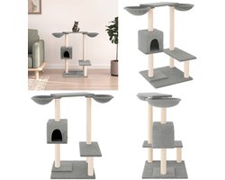 vidaXL Kattenmeubel met krabpalen 82 cm lichtgrijs - Krabpaal - Krabpalen - Kattenpaal -