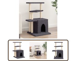 vidaXL Kattenmeubel met krabpalen - Donkergrijs Kattenmeubel - Krabpaal - Kattenkrabber - Kattenhuisje - Kattenspullen