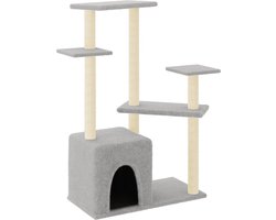 vidaXL - Kattenmeubel - met - sisal - krabpalen - 107,5 - cm - lichtgrijs