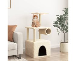 vidaXL - Kattenmeubel - met - sisal - krabpalen - 109,5 - cm - crèmekleurig