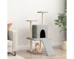 vidaXL - Kattenmeubel - met - sisal - krabpalen - 110 - cm - lichtgrijs