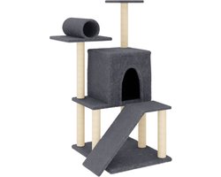 vidaXL - Kattenmeubel - met - sisal - krabpalen - 110,5 - cm - donkergrijs