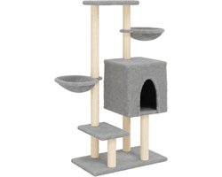 vidaXL - Kattenmeubel - met - sisal - krabpalen - 117 - cm - lichtgrijs
