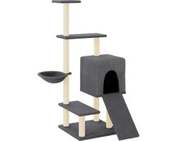 vidaXL - Kattenmeubel - met - sisal - krabpalen - 130,5 - cm - donkergrijs