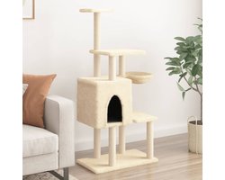 vidaXL - Kattenmeubel - met - sisal - krabpalen - 131 - cm - crèmekleurig