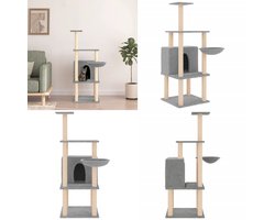 vidaXL Kattenmeubel met sisal krabpalen 132 cm lichtgrijs - Krabpaal - Krabpalen - Kattenpaal -