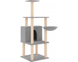 vidaXL - Kattenmeubel - met - sisal - krabpalen - 132 - cm - lichtgrijs