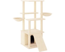 vidaXL - Kattenmeubel - met - sisal - krabpalen - 133 - cm - crèmekleurig