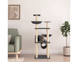 vidaXL - Kattenmeubel - met - sisal - krabpalen - 141 - cm - donkergrijs