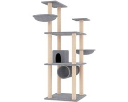 vidaXL - Kattenmeubel - met - sisal - krabpalen - 141 - cm - lichtgrijs