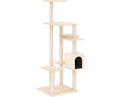 vidaXL - Kattenmeubel - met - sisal - krabpalen - 142 - cm - crèmekleurig