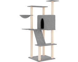 vidaXL - Kattenmeubel - met - sisal - krabpalen - 143 - cm - lichtgrijs
