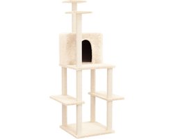 vidaXL - Kattenmeubel - met - sisal - krabpalen - 144,5 - cm - crèmekleurig