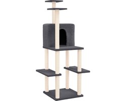 vidaXL - Kattenmeubel - met - sisal - krabpalen - 144,5 - cm - donkergrijs