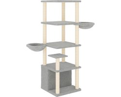 vidaXL - Kattenmeubel - met - sisal - krabpalen - 147 - cm - lichtgrijs