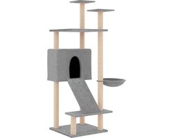 vidaXL - Kattenmeubel - met - sisal - krabpalen - 153 - cm - lichtgrijs