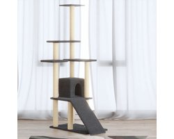 vidaXL Kattenmeubel met sisal krabpalen 155 cm donkergrijs - Kattenmeubel - Kattenmeubelen - Krabpaal - Krab Paal