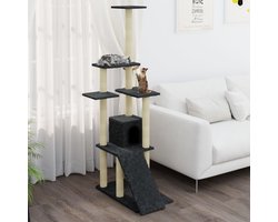 vidaXL - Kattenmeubel - met - sisal - krabpalen - 155 - cm - donkergrijs