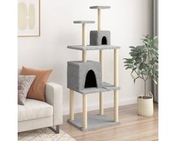 vidaXL - Kattenmeubel - met - sisal - krabpalen - 167 - cm - lichtgrijs