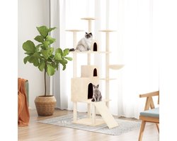 vidaXL - Kattenmeubel - met - sisal - krabpalen - 175 - cm - crèmekleurig
