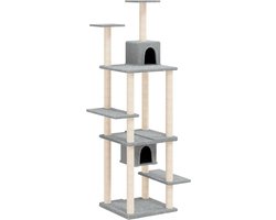 vidaXL - Kattenmeubel - met - sisal - krabpalen - 176 - cm - lichtgrijs