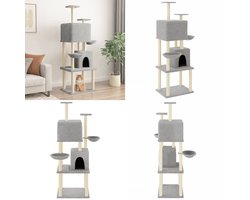 vidaXL Kattenmeubel met sisal krabpalen 180 cm lichtgrijs - Krabpaal - Krabpalen - Kattenpaal -