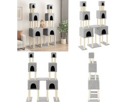 vidaXL Kattenmeubel met sisal krabpalen 199 cm lichtgrijs - Krabpaal - Krabpalen - Kattenpaal -