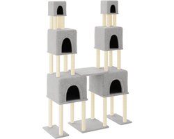 vidaXL - Kattenmeubel - met - sisal - krabpalen - 199 - cm - lichtgrijs