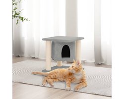 vidaXL - Kattenmeubel - met - sisal - krabpalen - 37 - cm - lichtgrijs