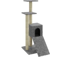 vidaXL - Kattenmeubel - met - sisal - krabpalen - 92 - cm - lichtgrijs
