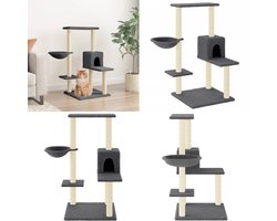 vidaXL Kattenmeubel met sisal krabpalen 95 cm donkergrijs - Krabpaal - Krabpalen - Kattenpaal -