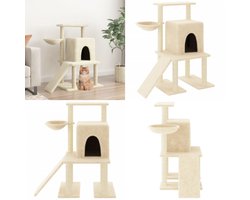 vidaXL Kattenmeubel met sisal krabpalen 96,5 cm crèmekleurig - Krabpaal - Krabpalen - Kattenpaal -
